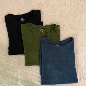 3 J Crew linen Tshirts: green, black, navy
